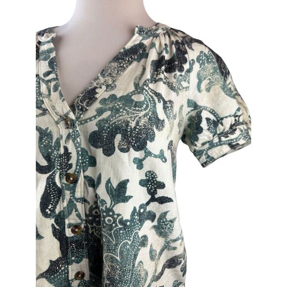 NWT Anthropologie x Pilcro Printed Puff Sleeve Dress Cotton Linen Blend Small - Picture 5 of 16